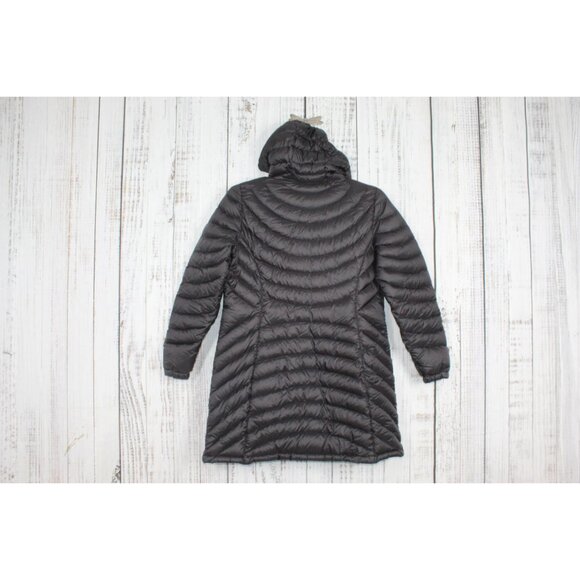 LL Bean Ultralight 850 Down Hooded Coat Three Quarter Length Black Large - Picture 8 of 11